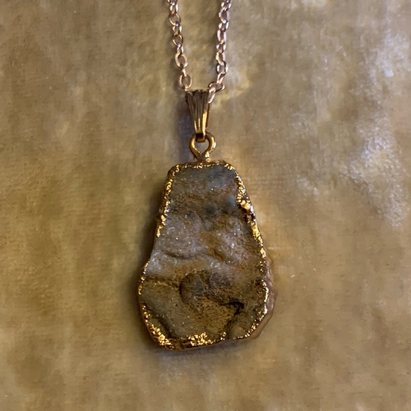 Galaxy Quartz Pendant and Rose Gold Necklace - Picture 7 of 9